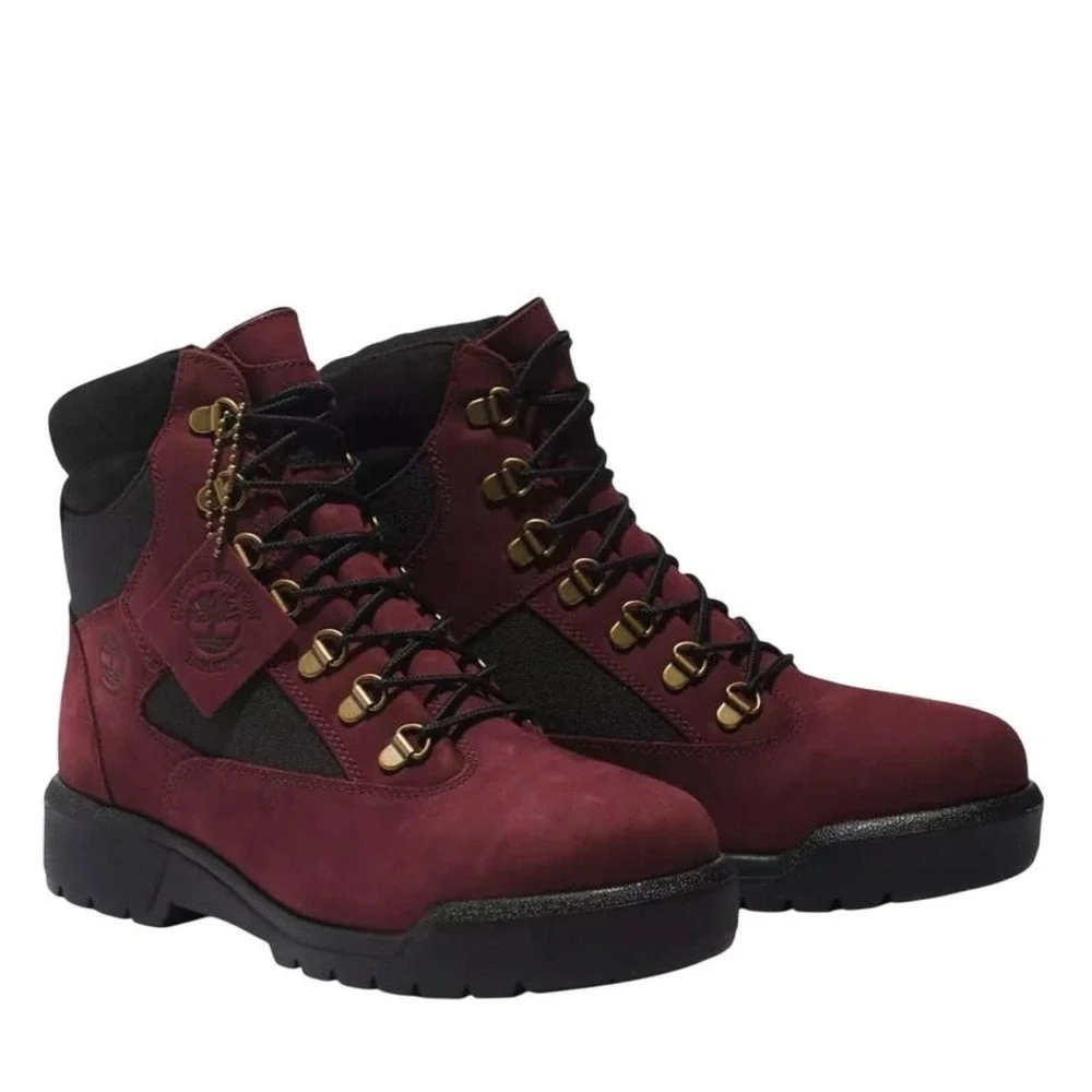 Timberland Men 6 inch Waterproof Field Boots - Color:‎ Burgundy - Size 8.5